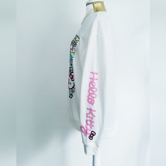 NEW Hello Kitty White Fleece Lined Sweatshirt Size L - Picture 10 of 16